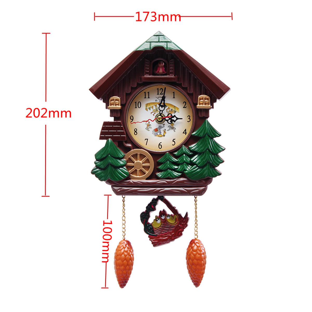 Horloge Murale à Coucou Vintage En Bois - Décoration Salon Chambre Bureau, Design Arbre, Chiffres Arabes, Pendule