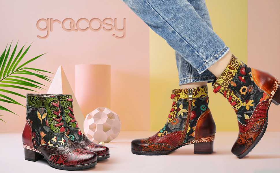 Cute Daisy Colorful Pattern Print Men Women Leather Boots main image 1