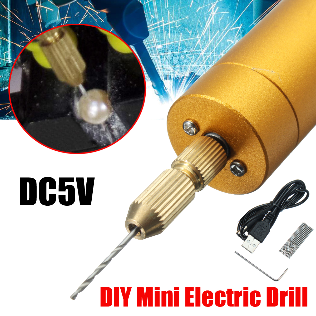 Mini Perceuse à Main électrique – 25 Forets, Mandrin, Pour Circuits Imprimés