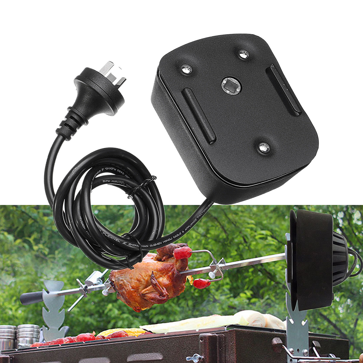 TEMPSA Moteur Rotatif Gril Electrique Barbecue Acier Inoxydable Agneau