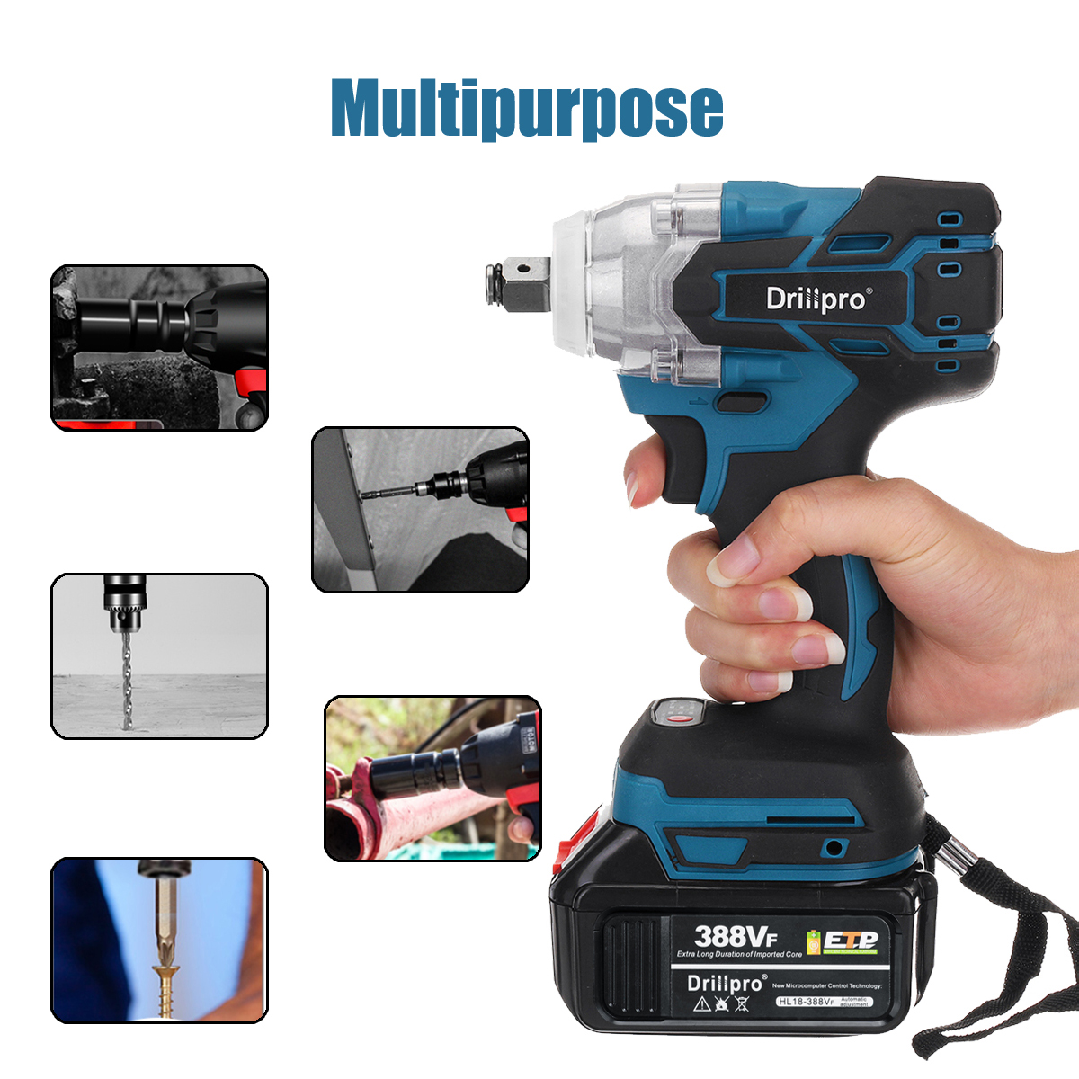 Avvitatore Ad Impulsi 1/2 '' 520N.M A Batteria Con 2 Batterie E Caricabatteria Senza Spazzole 18V 388VF 15 width=600