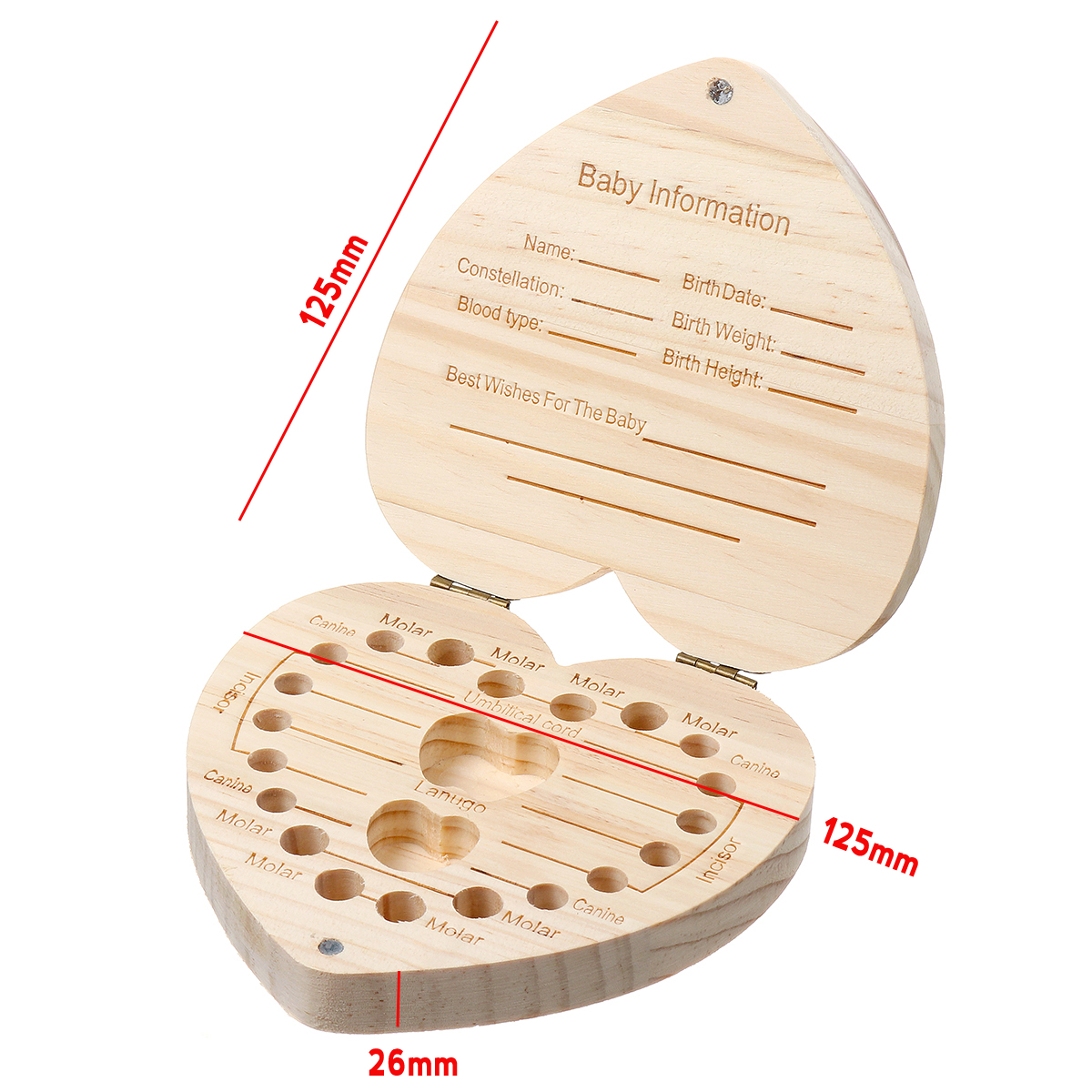 Inware/ Bo/îte /à dents de lait en bois Diff/érents motifs au choix