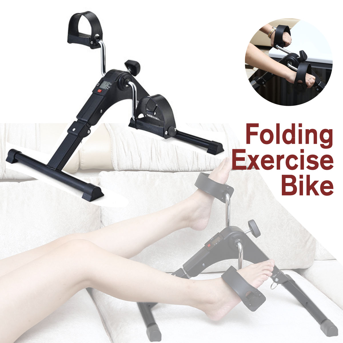 Mini Vélo D'Appartement Pliable Portable - Vélo Fitness Bras Et Jambes Avec Écran LCD Et Résistance Réglable