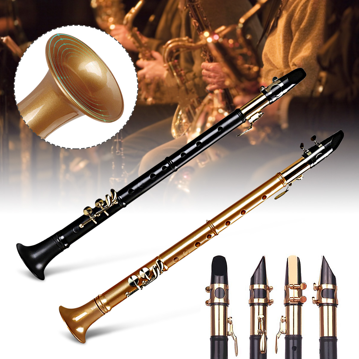 yangGradel Mini Portable Poche Saxophone Petit Sax Alto Embout Buccal Simple Musical Instrument Noir 
