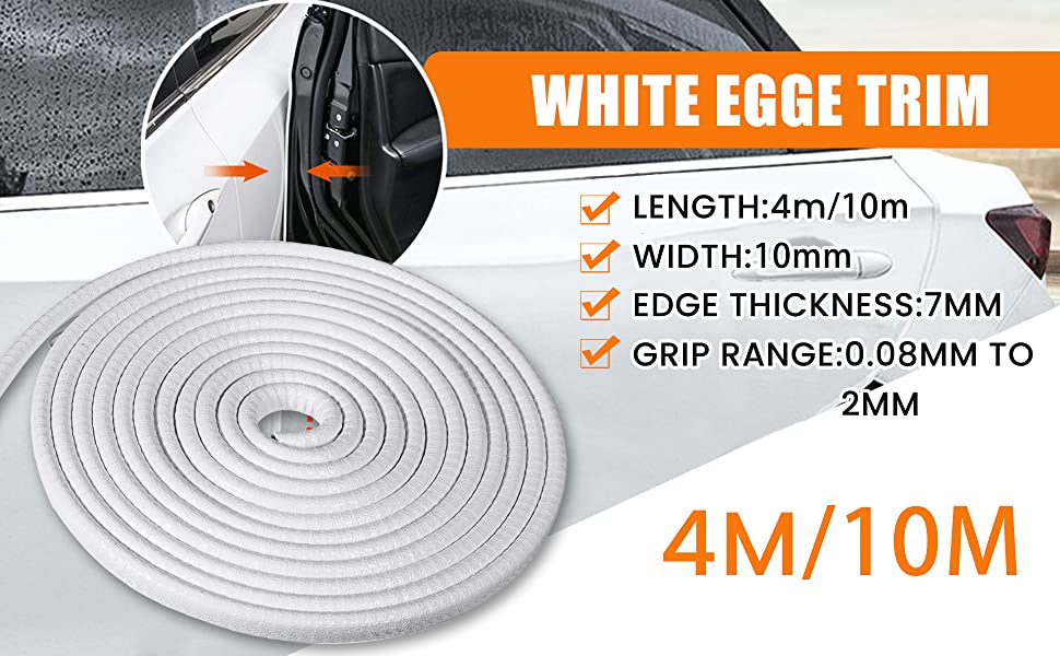 MATCC 13Ft(4M) U Shape Car Door Edge Guards White