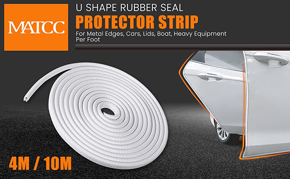 MATCC 13Ft(4M) U Shape Car Door Edge Guards White