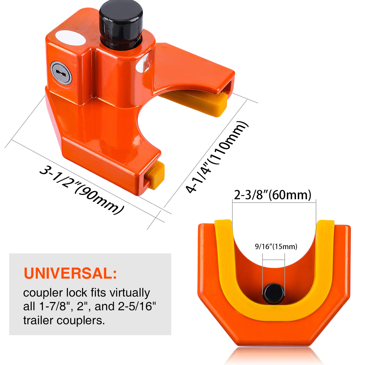 Audew Copper Cylinder Trailer Coupler Lock, Prevent Theft of Boats, ATVs, Snowmobiles, Trucks Audew Copper Cylinder Trailer Coupler Lock, Prevent Theft of Boats, ATVs, Snowmobiles, Trucks
