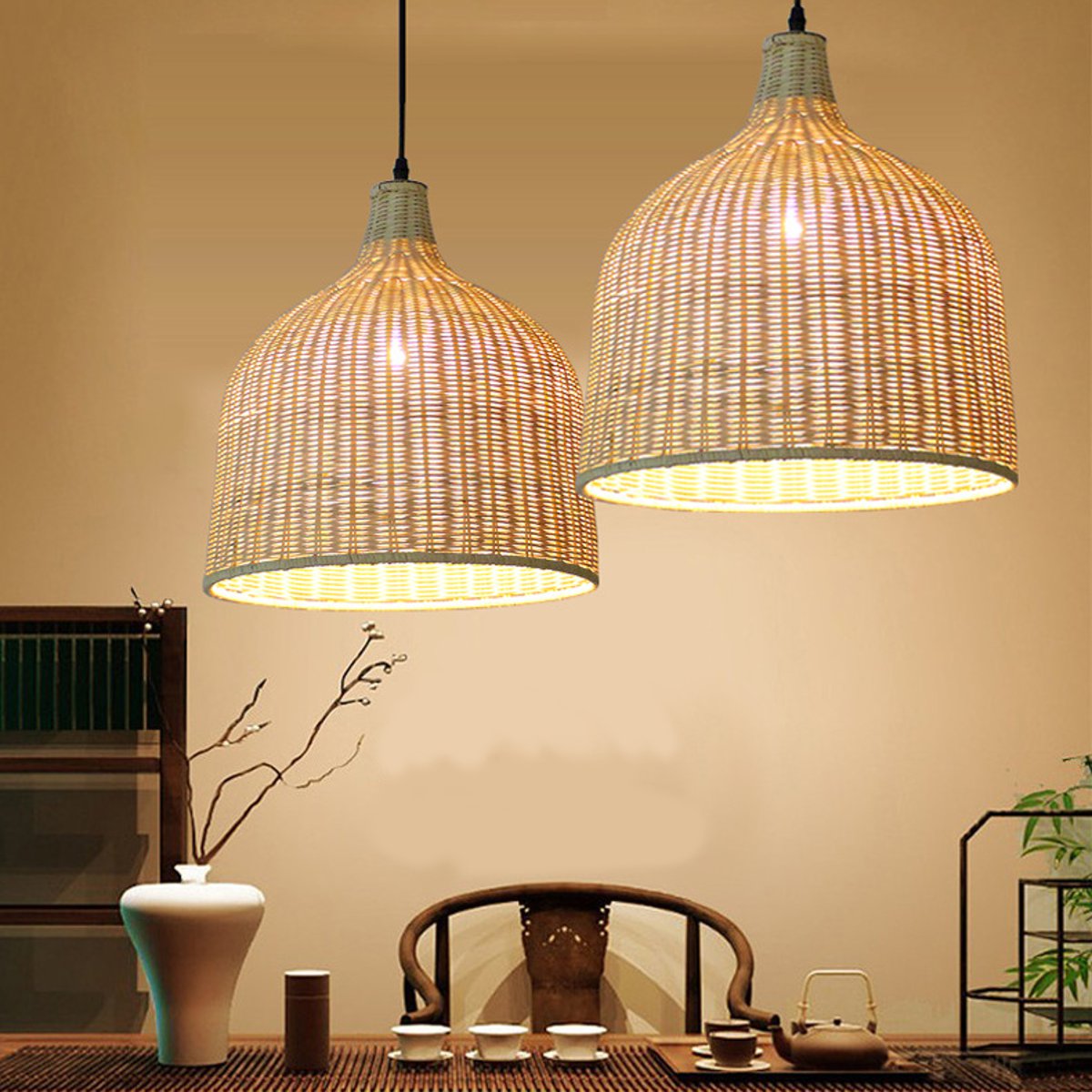 Chambre Décor Rotin Lampe Rétro 35x35cm Plafonnier Café Tempsa Restaurant À Main Luminaire Tissage Suspension La 8nZOkwXN0P