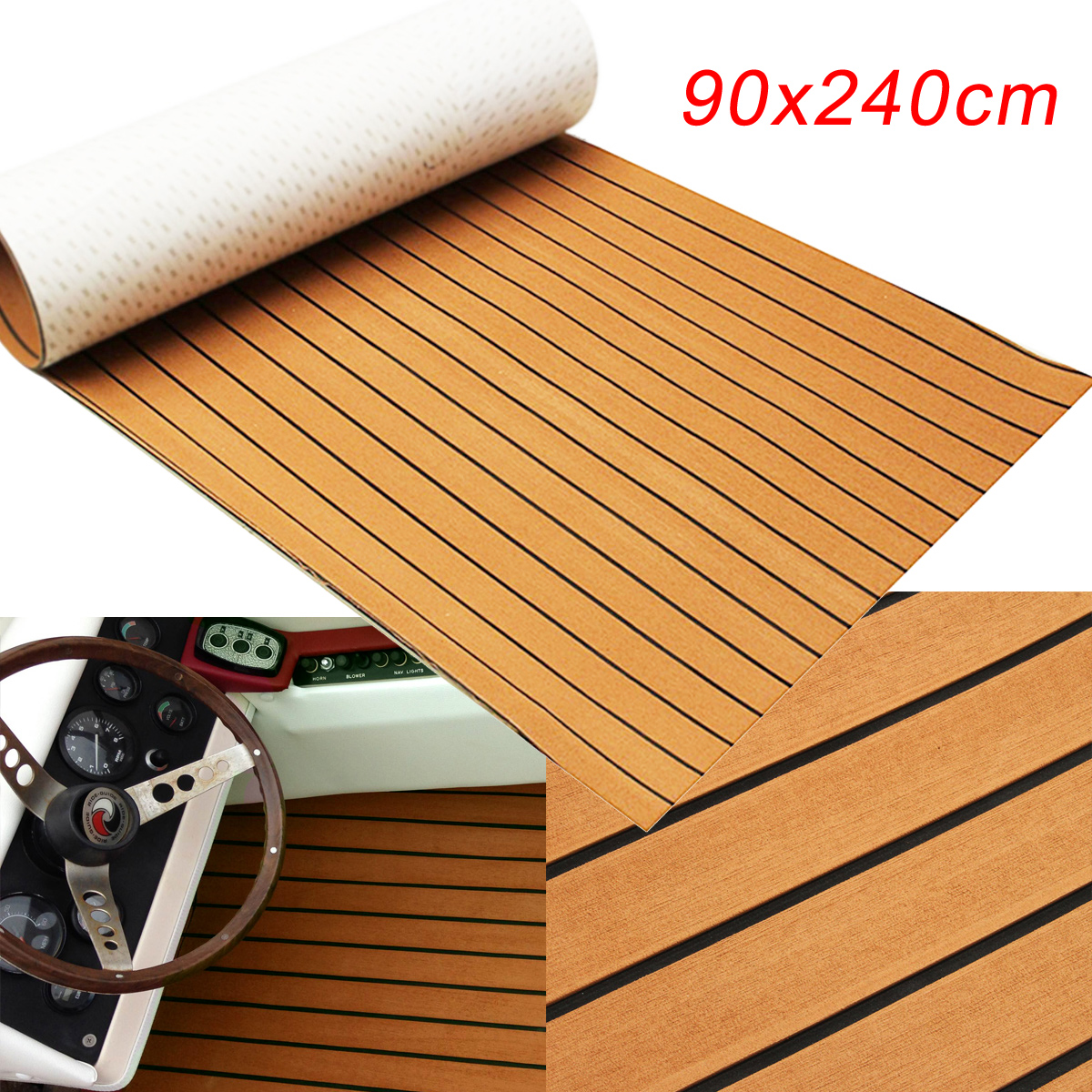 Revêtement De Sol Pour Bateau En Mousse EVA 2400 X 450 Mm, Plancher De Revêtement De Sol Autocollant Antidérapant, 10 800 Cm², Tapis Marin Pour Bateaux, Yachts, Pontons, Terrasses De Kayak | FR