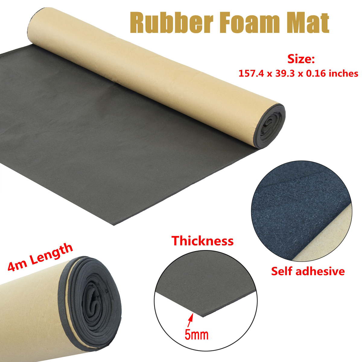 HEHUANG 1 rouleau 3mm 5mm 8mm voiture mousse acoustique caoutchouc tapis disolation phonique haut-parleurs de voiture isolation phonique des vibrations 3mm