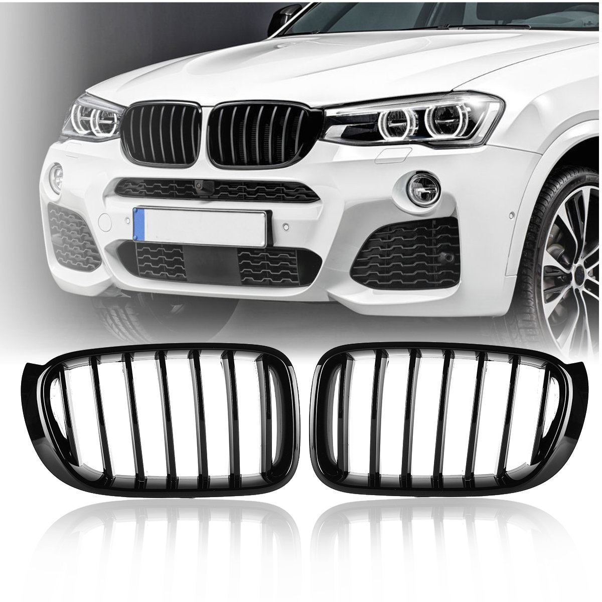 NEUFU 2x Grill à Rein Noir Brillant Pour BMW X3 F25 X4 F26 20142017