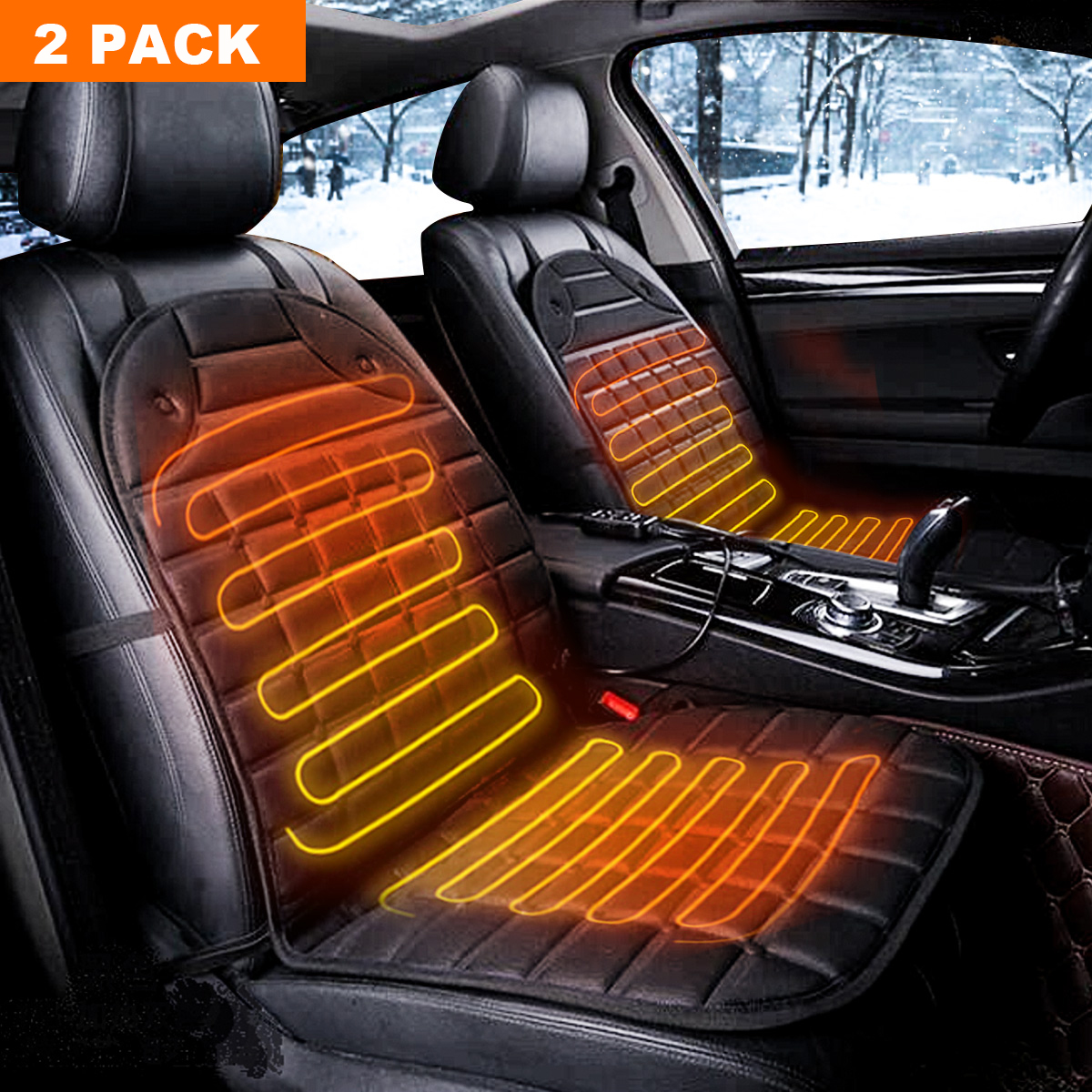 Audew 1 Pair Heated Seat Cushion Car Front Cover Warmer