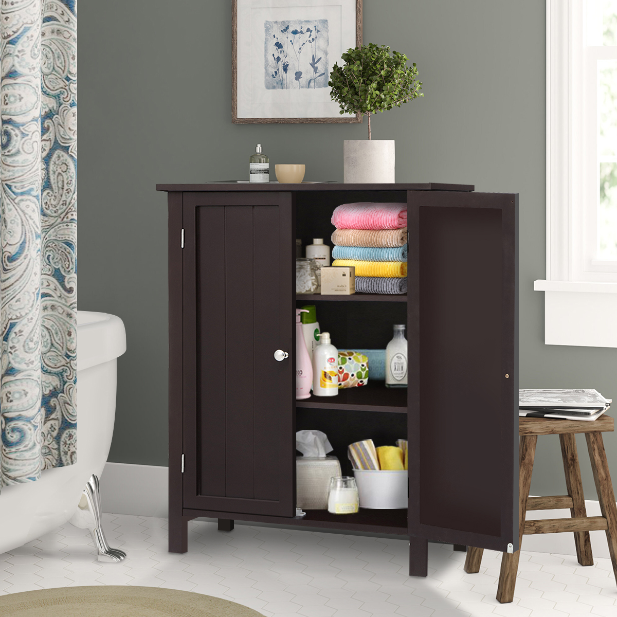 KingSo Bathroom Floor Storage Free Standing Bathroom Storage