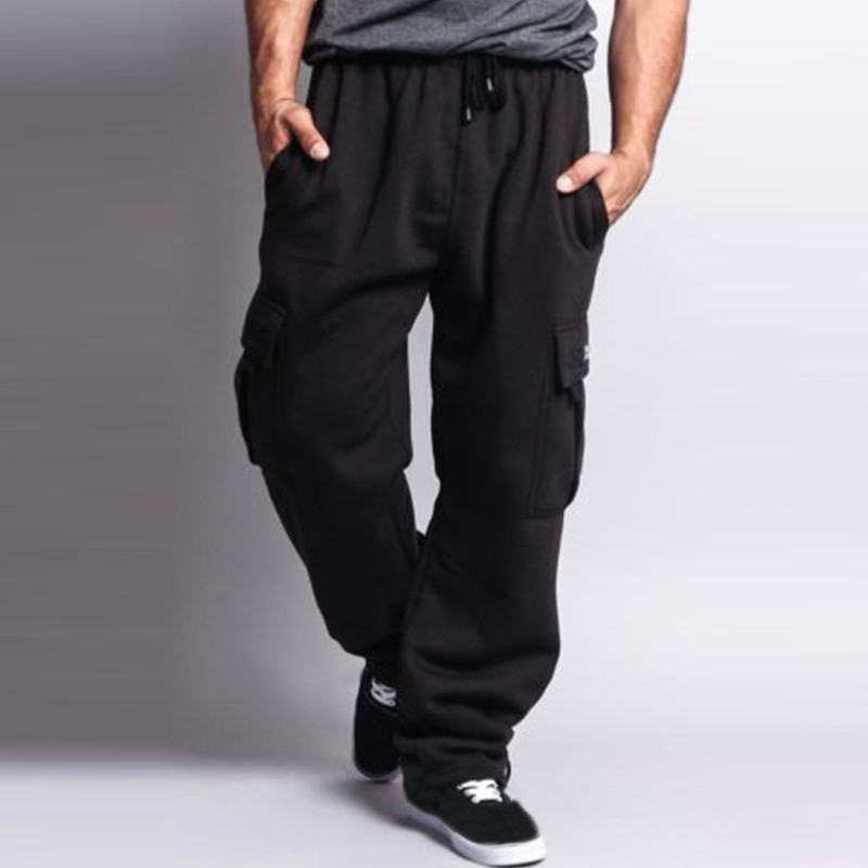 INCERUN Men Casual Baggy Sweatpants Multi Pocket Winter Thick Tracksuit ...