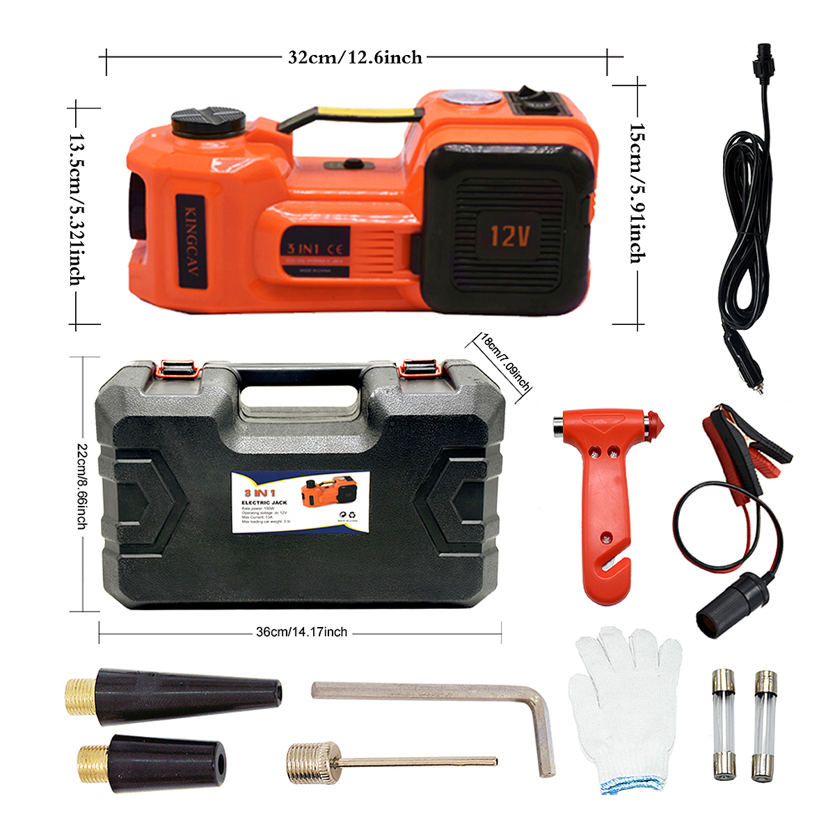 Kit De Cric De Voiture électrique TEMPSA 5Tonne 150W Pro Kit Cric électrique auto voiture 150psi DC12V