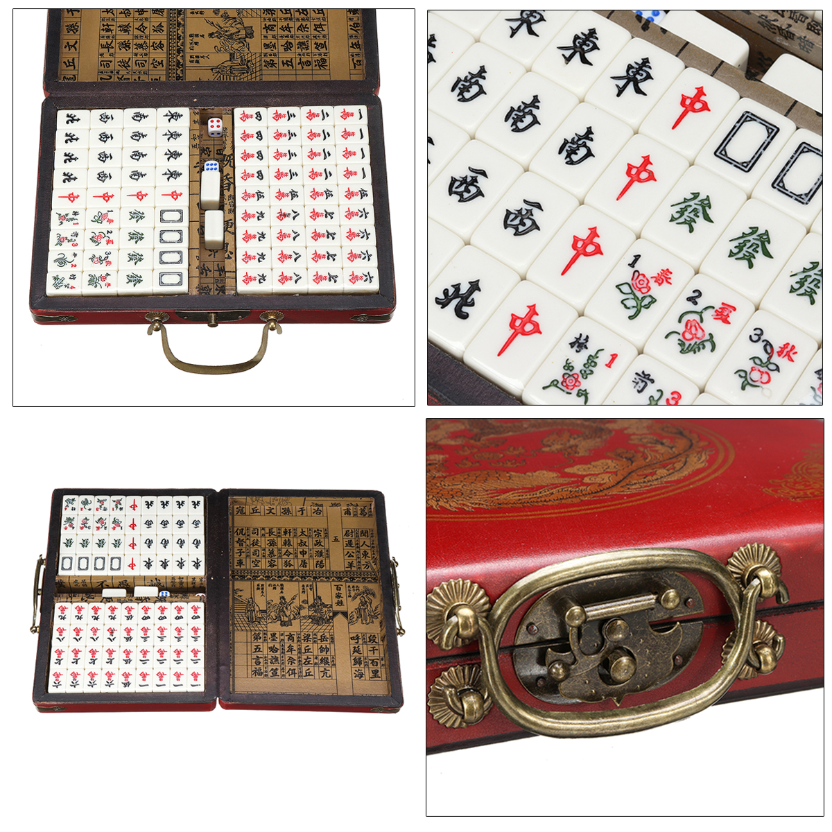 Baosity Chinois Mahjong avec Boîte en Bois Mini Jeu de Voyage Jouet 23x16.2x4.5cm