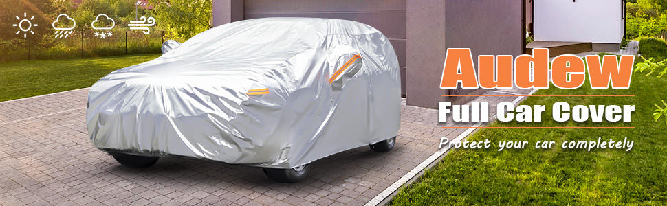 Audew SUV Full Car Cover Wasserdichter Sonnen UV-Schneestaub Regenschutz  5.3mx2.0mx1.9m