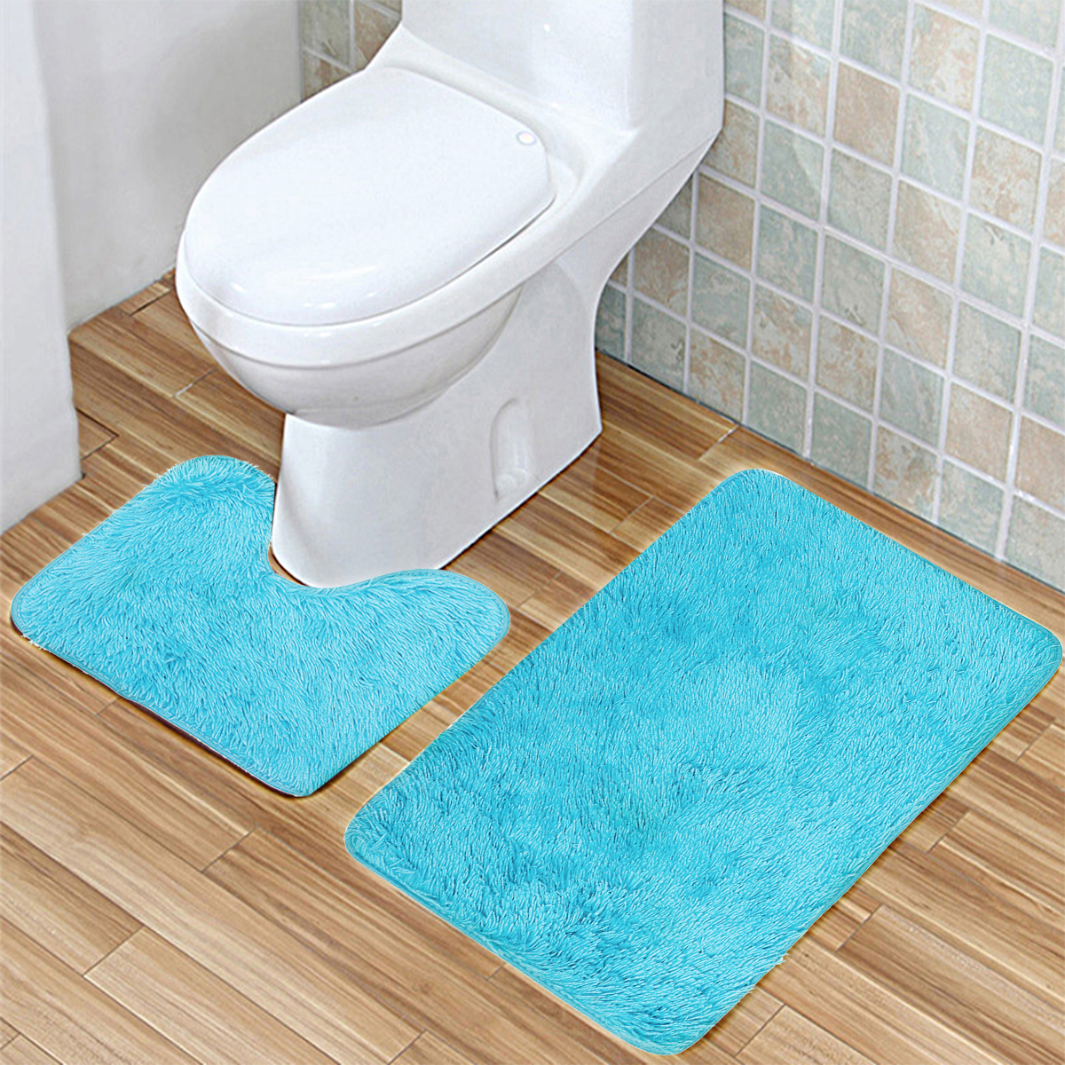 Christmas Bathroom Mat Set Pedestal Blanket 3pcs Soft Toilet Floor Carpet Rug 