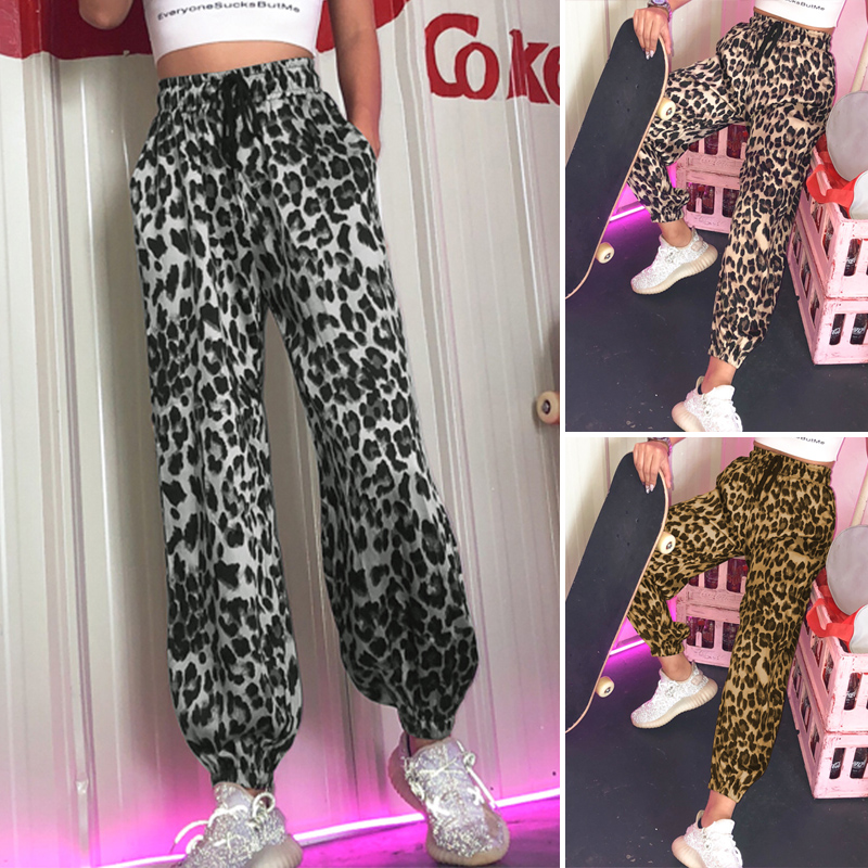 Leopard Print Harem Trousers Elastic Waist Baggy Hippie Style