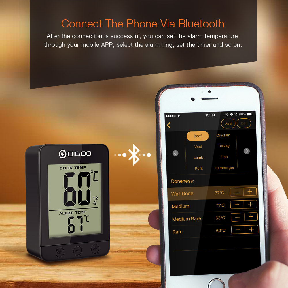 BlueDOT Bluetooth BBQ, Oven & Kitchen Thermometer - PSE - Priggen