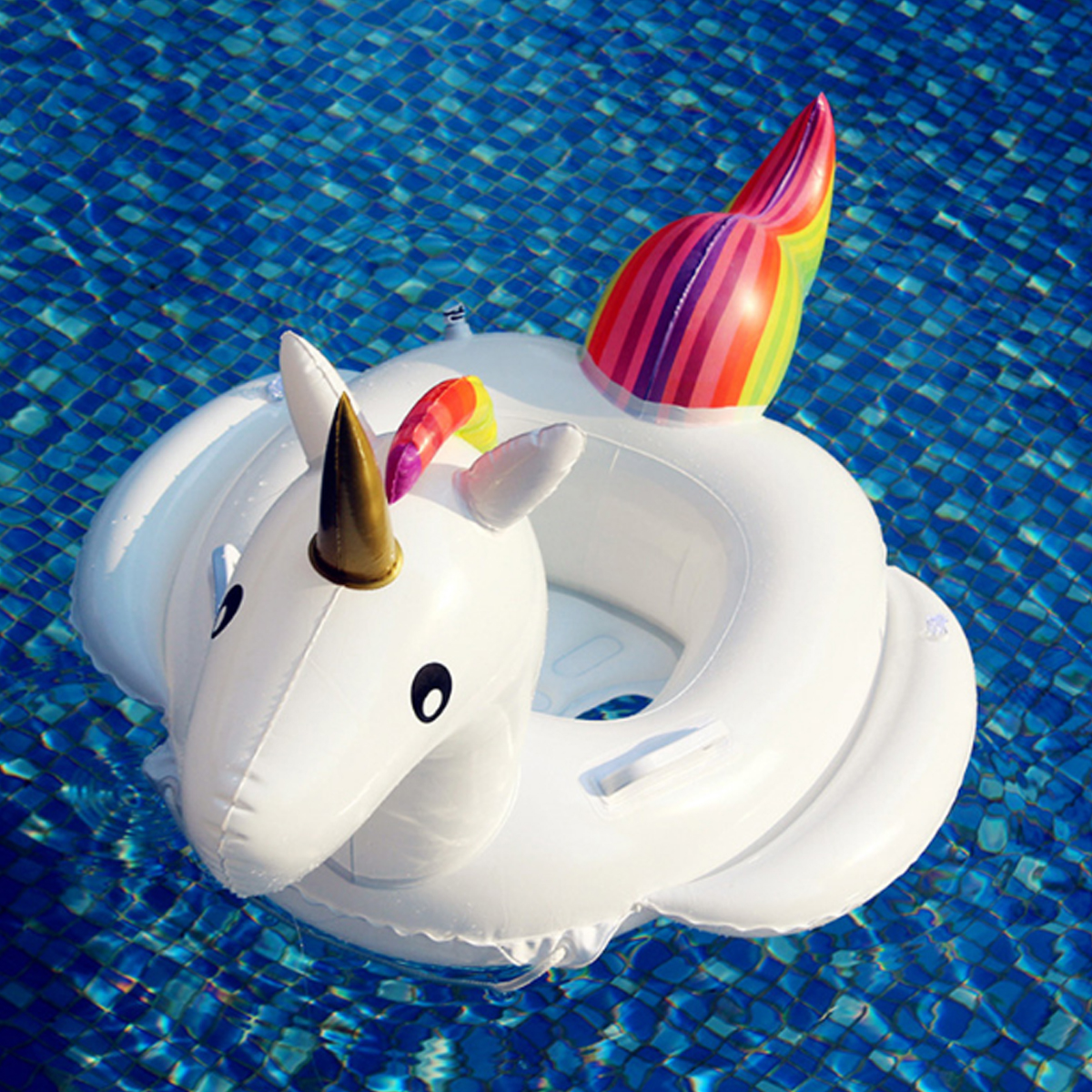 SanXingRui Bouée Licorne Gonflable Licorne Bouee Enfant Jouets Bouees Gonflable Piscine PVC Natation Gonflable dans la Piscine Plage Ocean Jeux deau et de Plage Adultes Filles（200×100×90CM Blanc） 