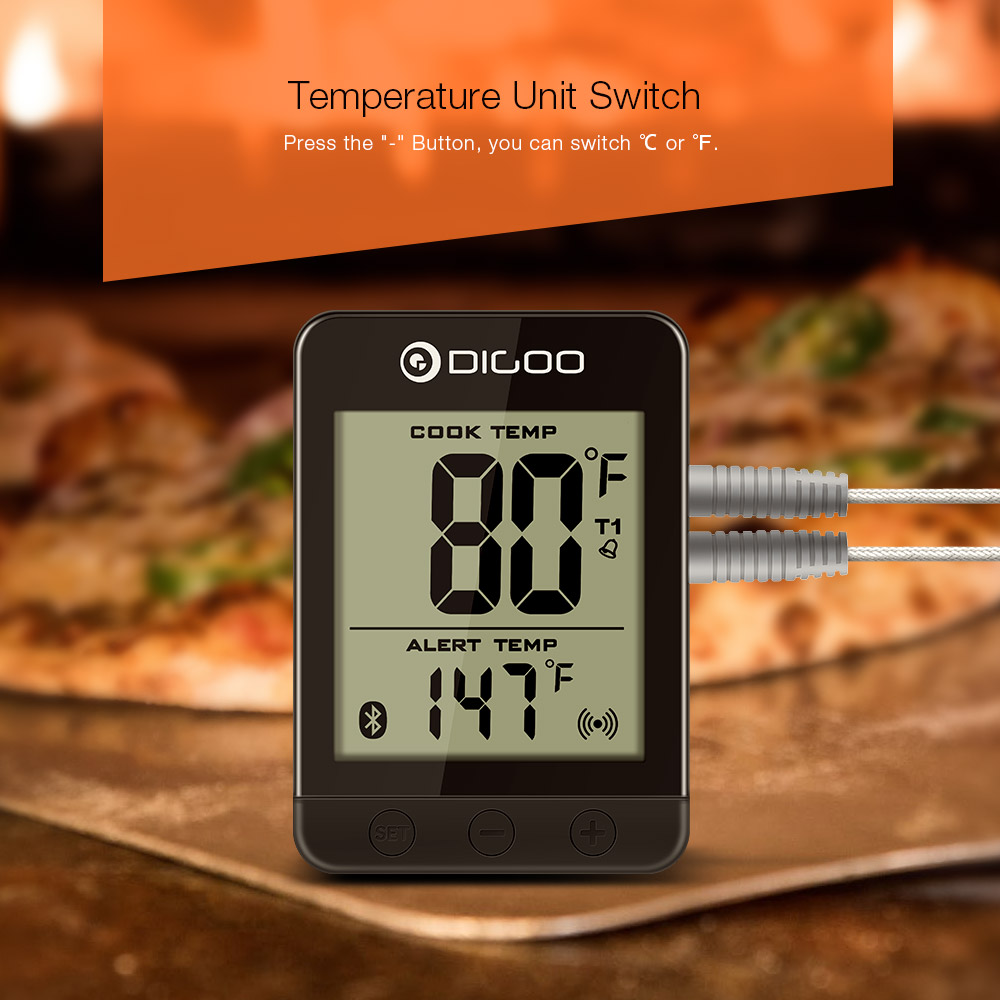 Digoo DG-FT2103 LED Touch Screen Digital Bluetooth Cooking BBQ Thermometer  with Temperature Probe