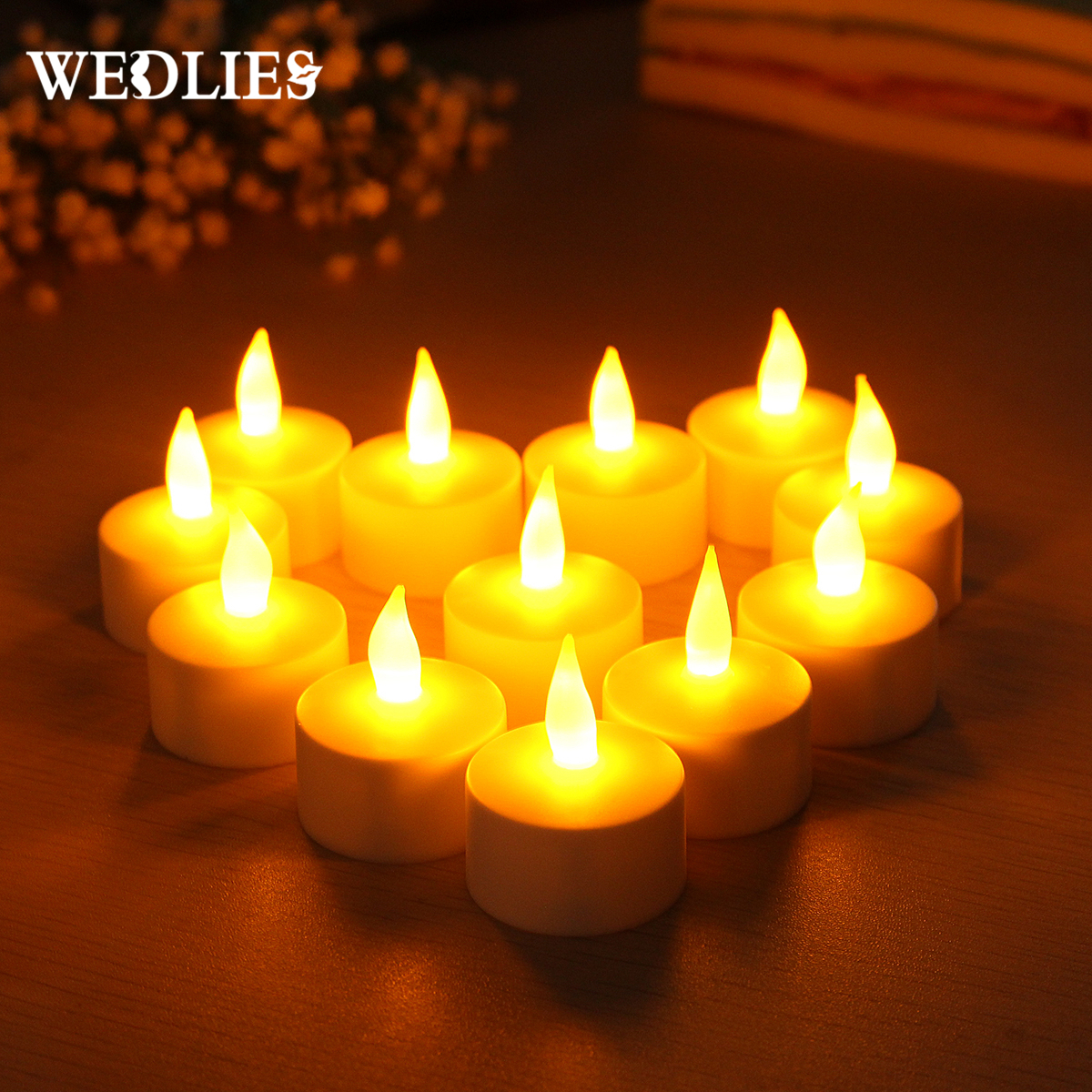 Lot De 12 Bougies LED Chauffe-plat - Diamètre 3,5 Cm, Lumière Jaune Chaude, Sans Flamme, à Piles, Pour Décoration Mariage, Noël, Fête