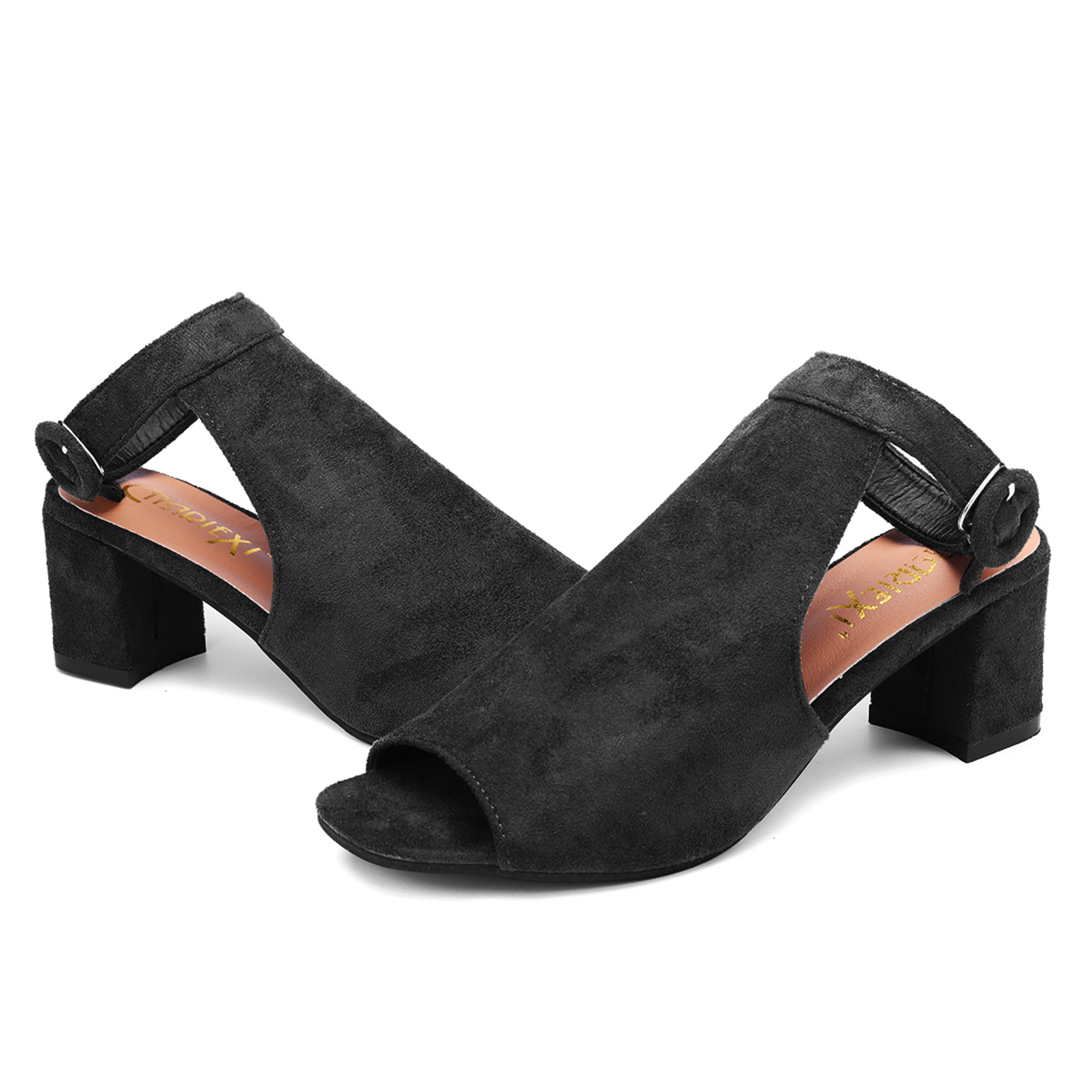low heel peep toe booties