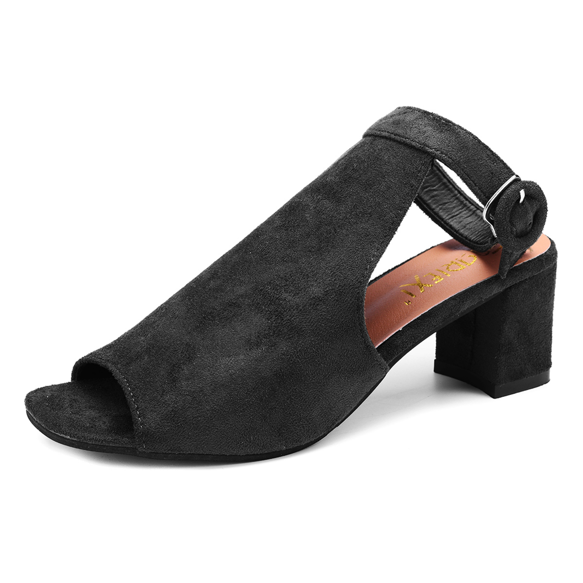 Buy FASHION Womens Low Heel Peep Toe Buckle Mule Ladies Open Back Strap