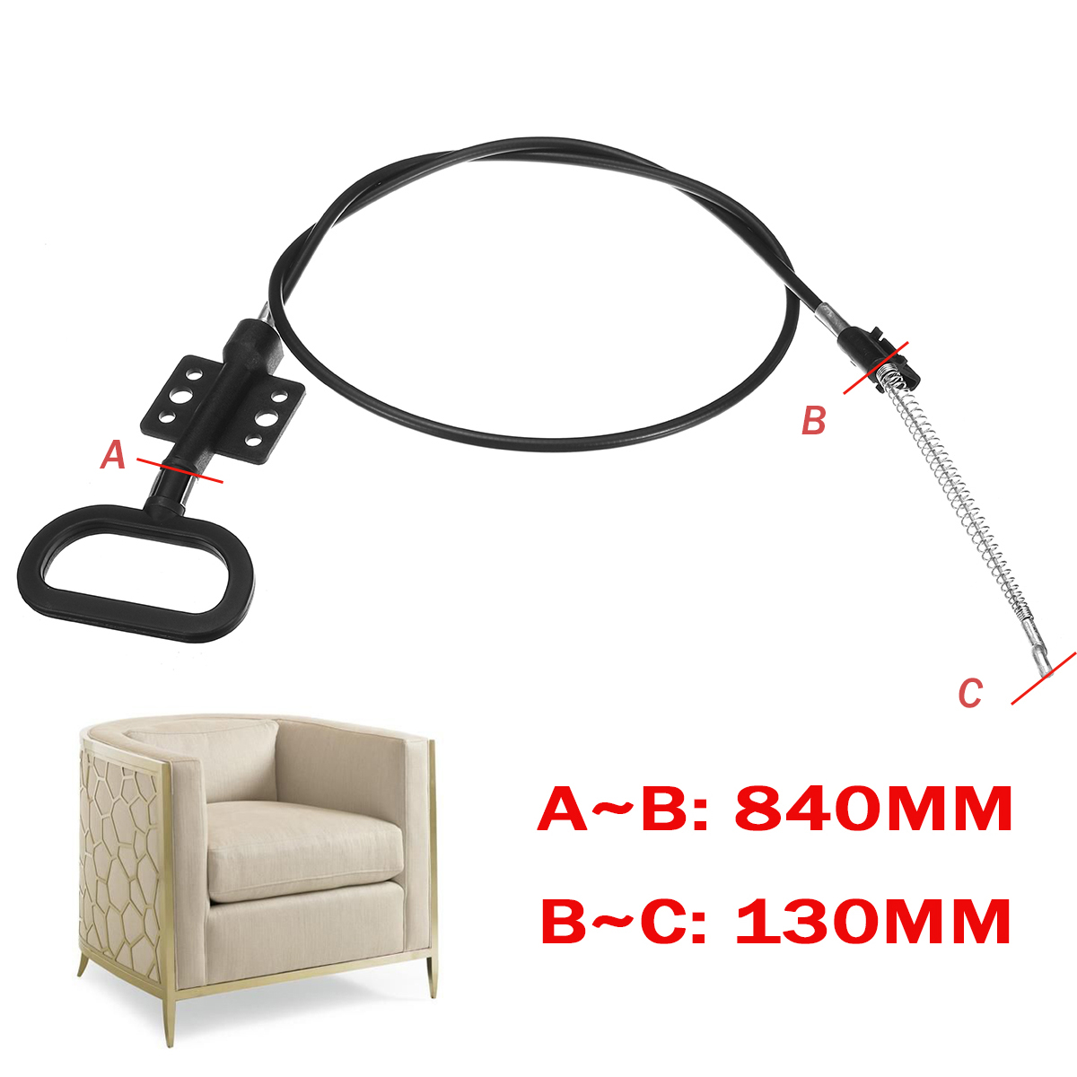 Câble Poignée Fauteuil Inclinable – Remplacement Robuste 91 Cm Pour Canapé Relax Récliner