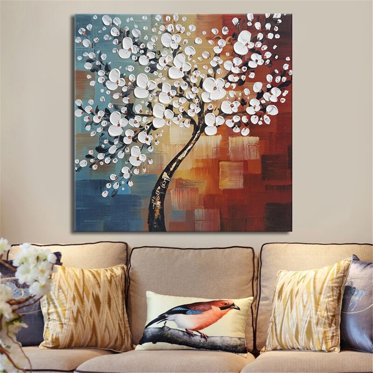 TEMPSA Peinture  l Huile Tableau  Fleur Arbre Abstraite 