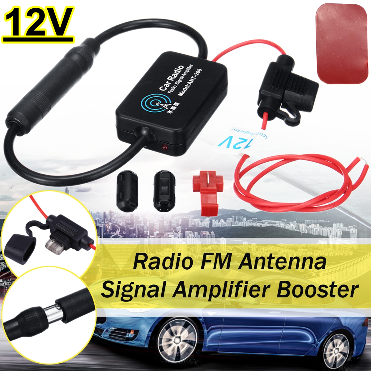 AMPLIFICATEUR DE SIGNAL d'antenne radio haute puissance AM FM voiture AMPLIFICATEUR DE SIGNAL d'antenne radio haute puissance AM FM voiture