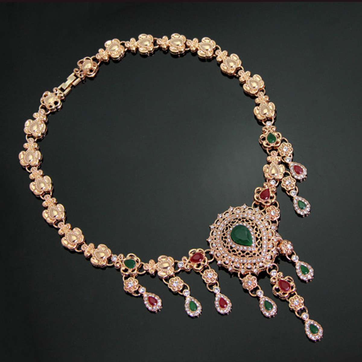 Fashion Collier + Boucles D'Oreilles + Bague + Bracelet Pour Femme Or