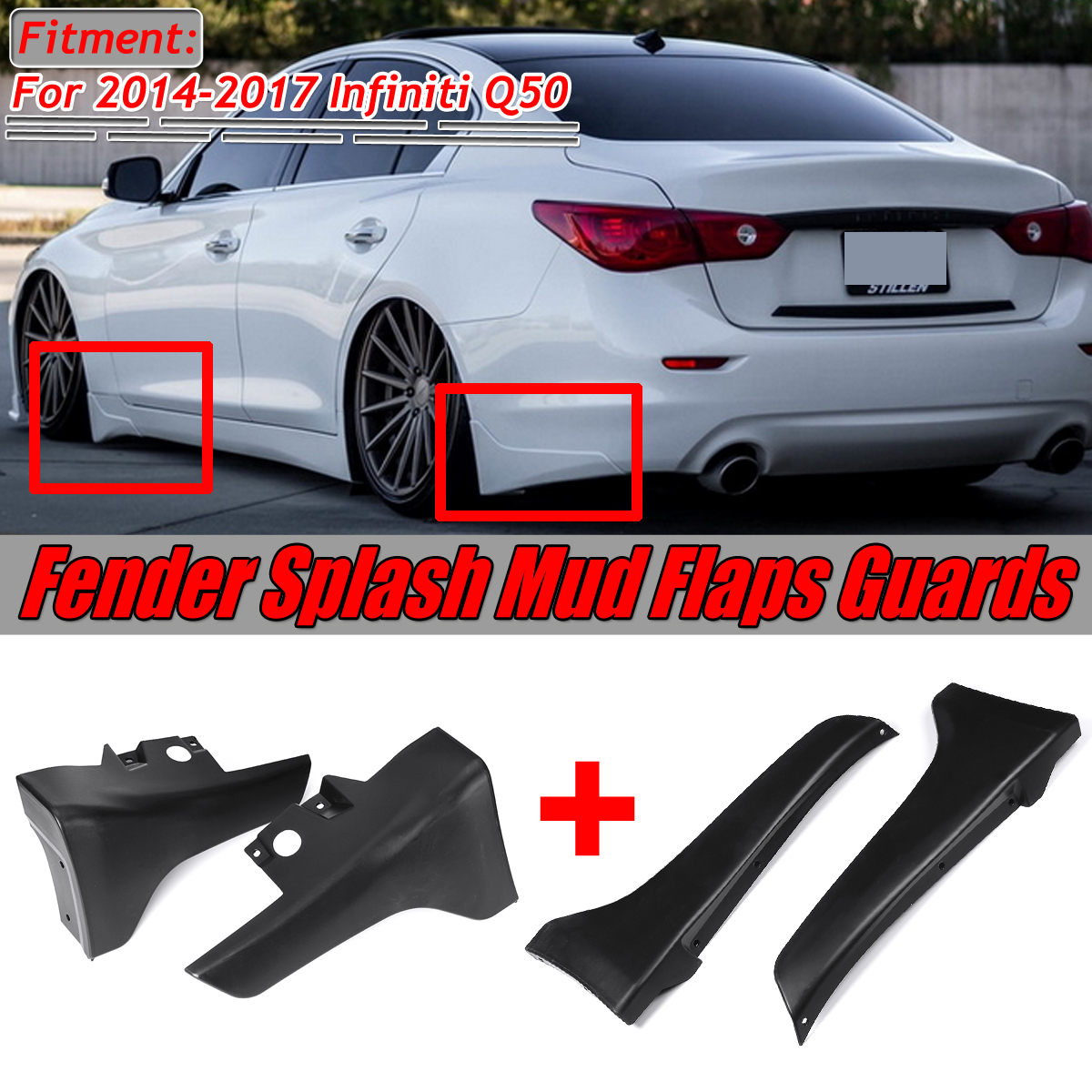Front Rear Fender Splash Mud Flaps Guards Mudguards For Infiniti Q50