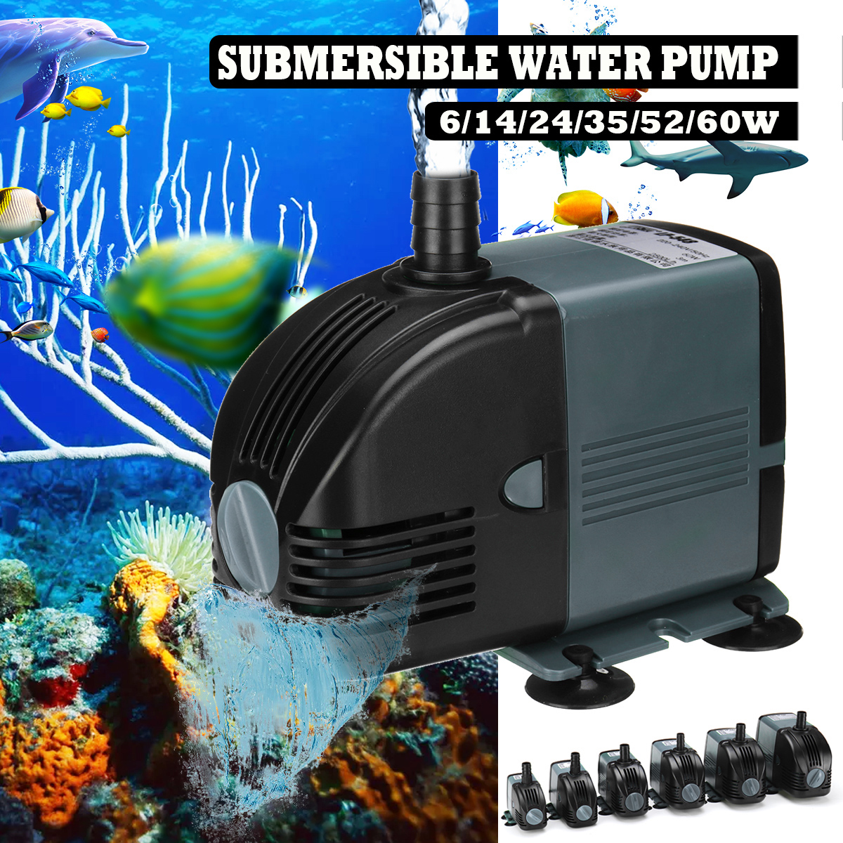 2x 63Gallon Mini Submersible Water Pump Hmax 3m Aquarium Pond Pool Fall Fountain 