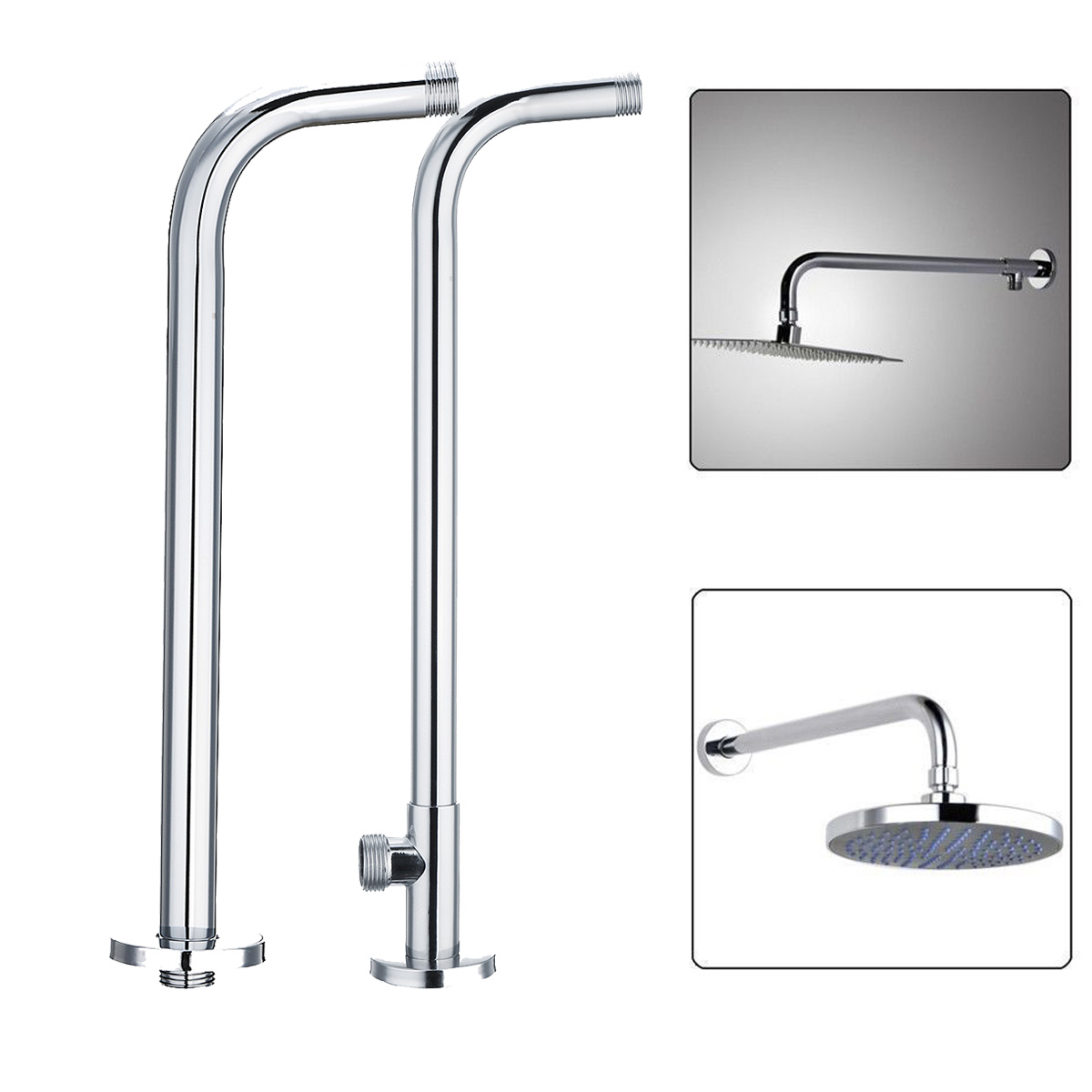 Bras De Douche Mural En Acier Inoxydable Noir Mat – Extension Carrée 14,5 Pouces Pour Pommeau Plafonnier Pluie