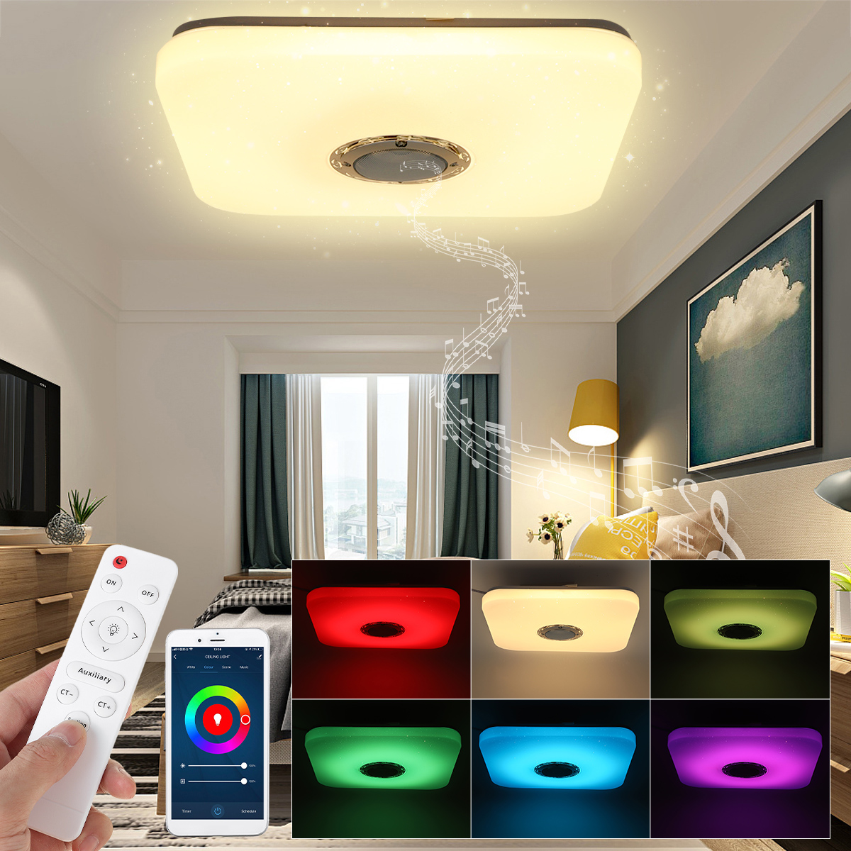 Tempsa W Plafonnier Led Avec T L Commande Musique Wifi Led Rgb