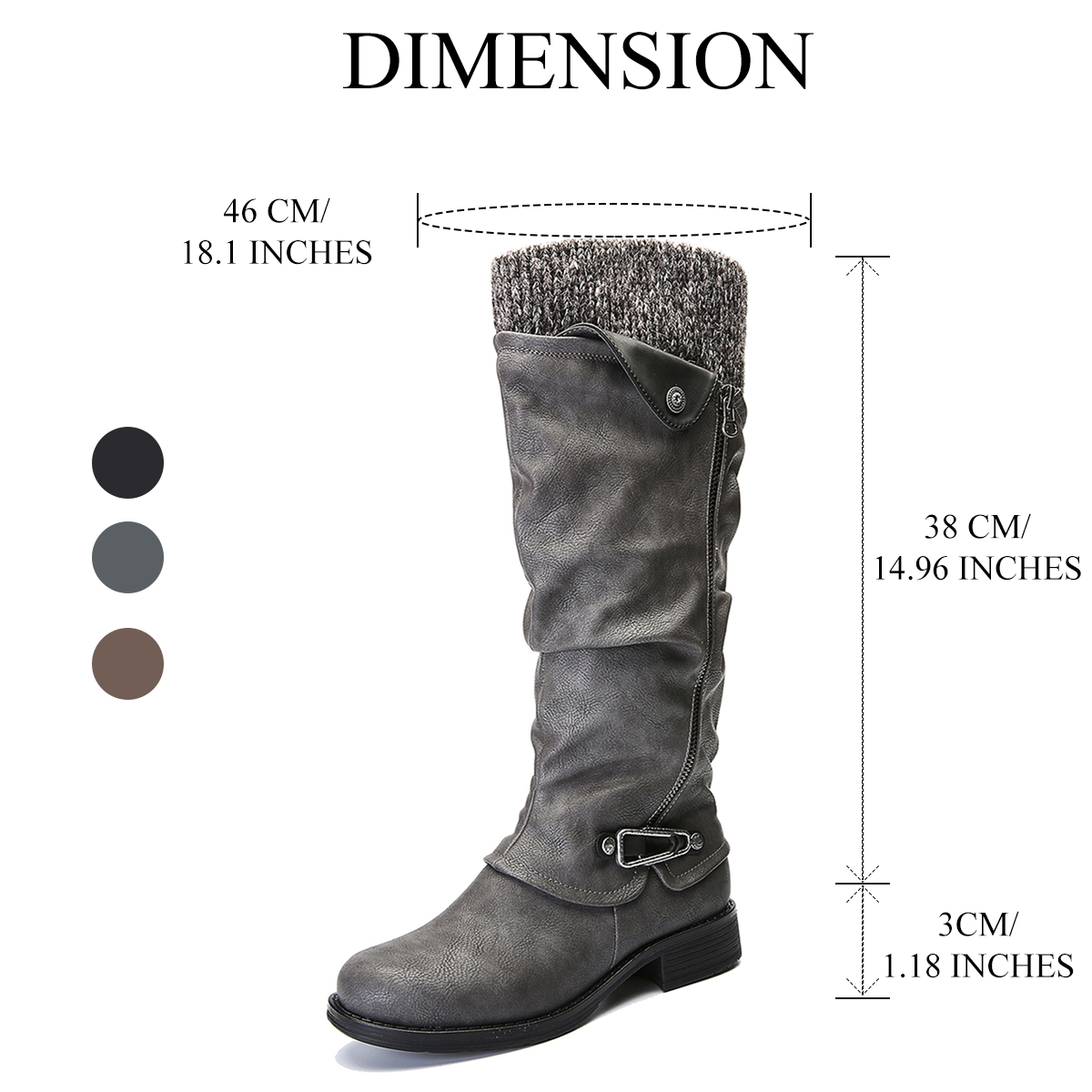 gracosy Leather Knee Boots Women's Knee High Boot Flat Heel Zipper Buckle Riding Boots gracosy Leather Knee Boots Women's Knee High Boot Flat Heel Zipper Buckle Riding Boots