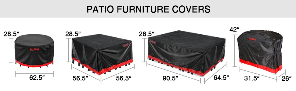 Audew Garden Furniture Cover, Round Garden Table Cover, Premium Oxford Light Duty Waterproof Windproof & Anti-UV Patio Circular Table Cover 62.5