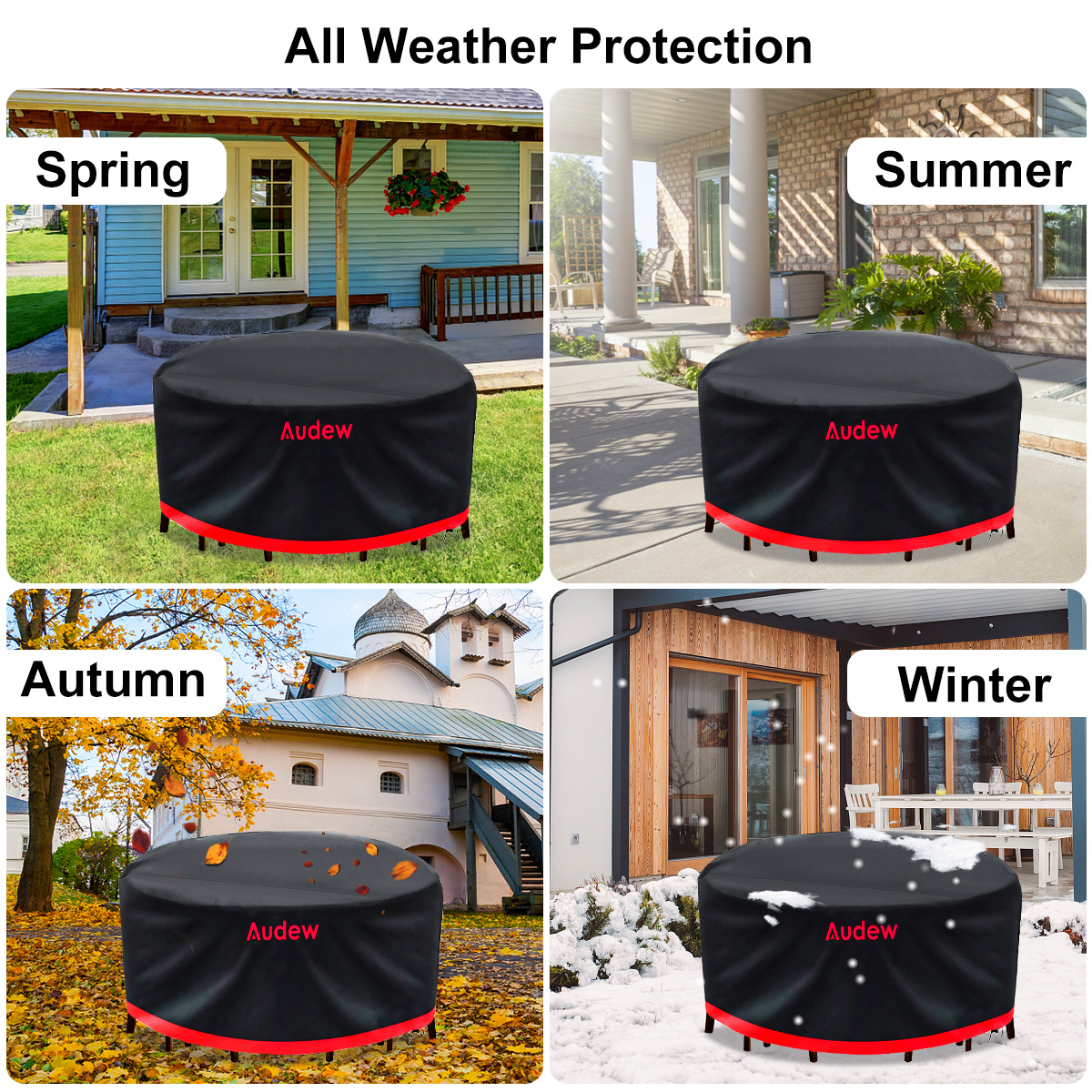 Garden Furniture Cover, Round Garden Table Cover, 420D Heavy Duty Oxford with 4 Garden Furniture Cover, Round Garden Table Cover, 420D Heavy Duty Oxford with 4