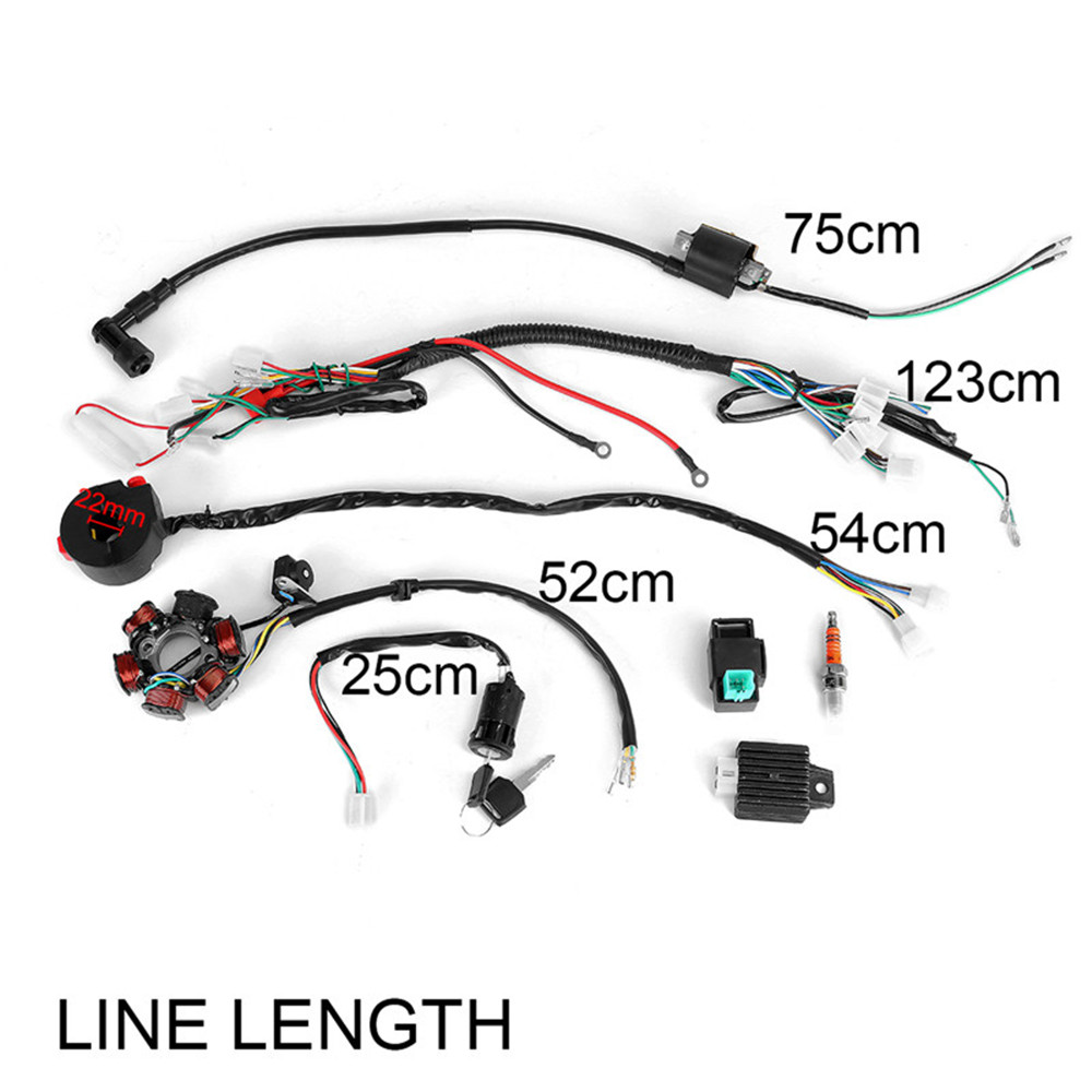 50CC-125CC Mini ATV Complete Wiring Harness CDI STATOR 6 ... 50cc atv wiring ignition 