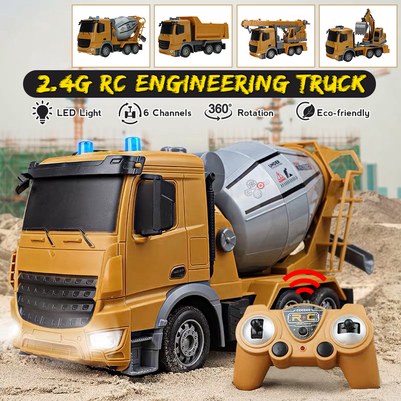 Remote Control Concrete Mixer Construction Truck With Light Kids Toy Gift 