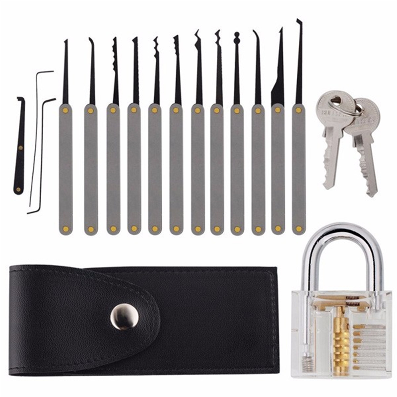 Package includes: 1 x Lock 2 x Keys 1 x Tension Wrench 12 x Locksmith Croch...