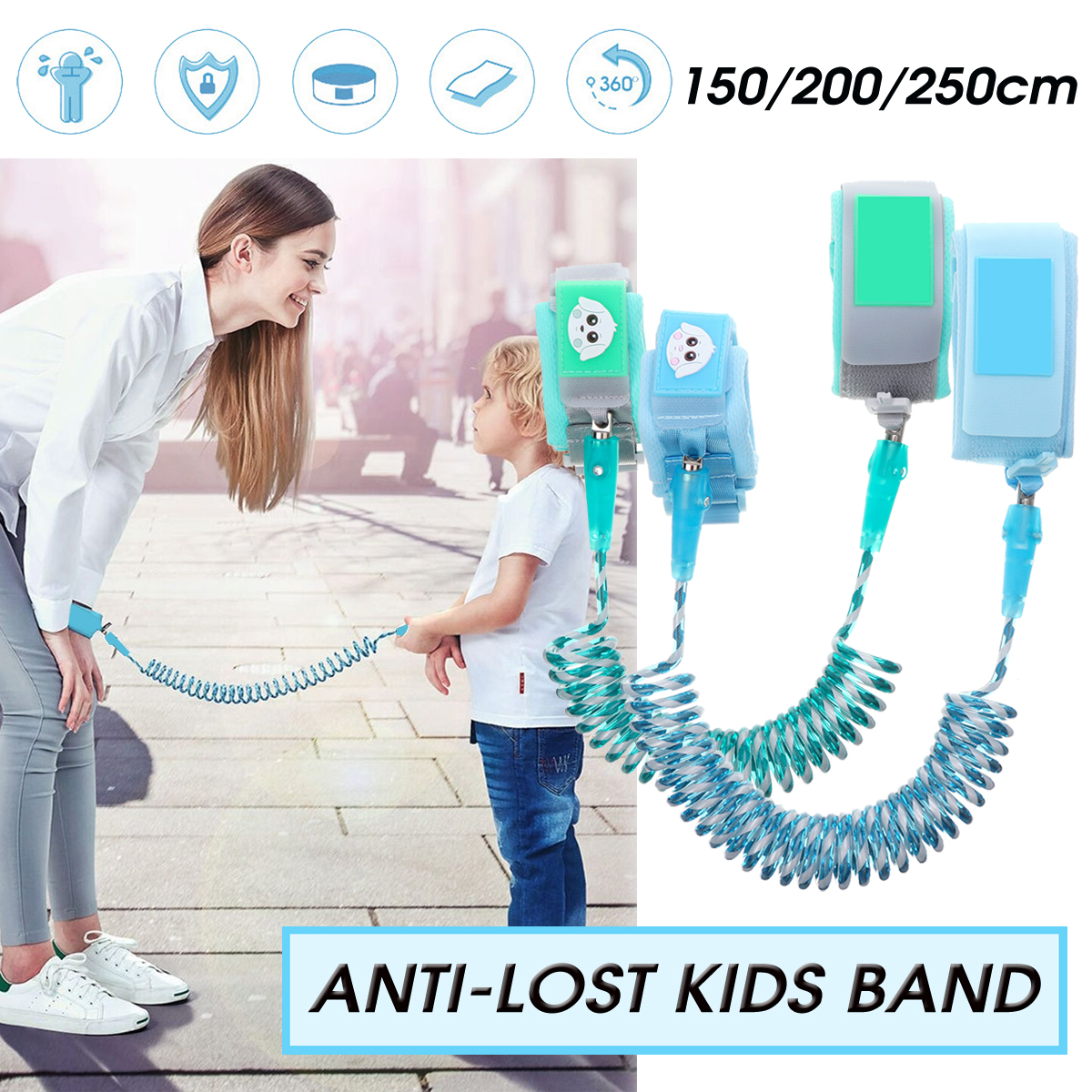 Laisse Enfant Anti-perdu 2.5 Mètres | Bracelet Réglable Poignet Avec Fil D'acier | Sécurité Pour Supermarché, Voyage, Foule