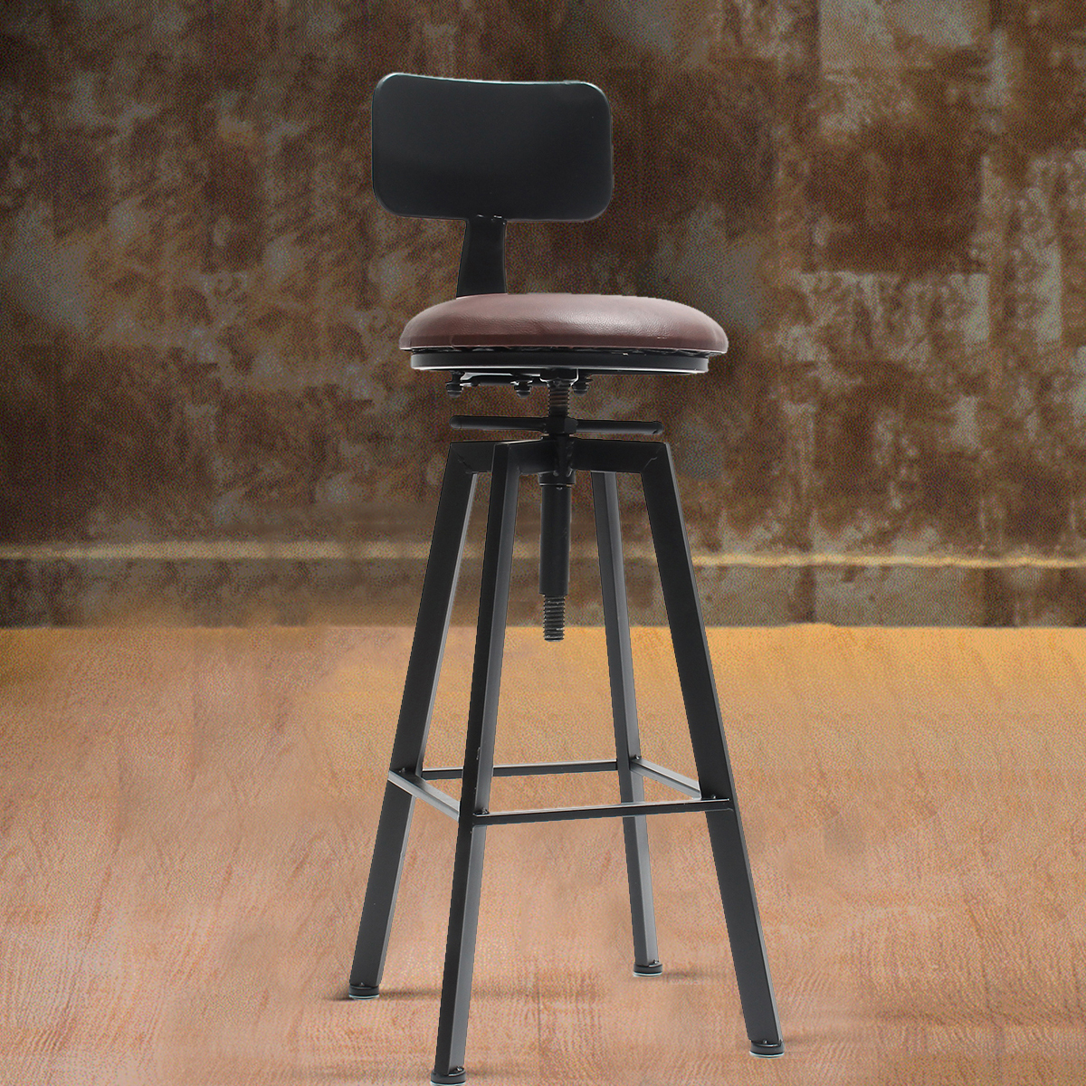 Generic Industrial Bar Stool Furniture Leather Seat Cafe