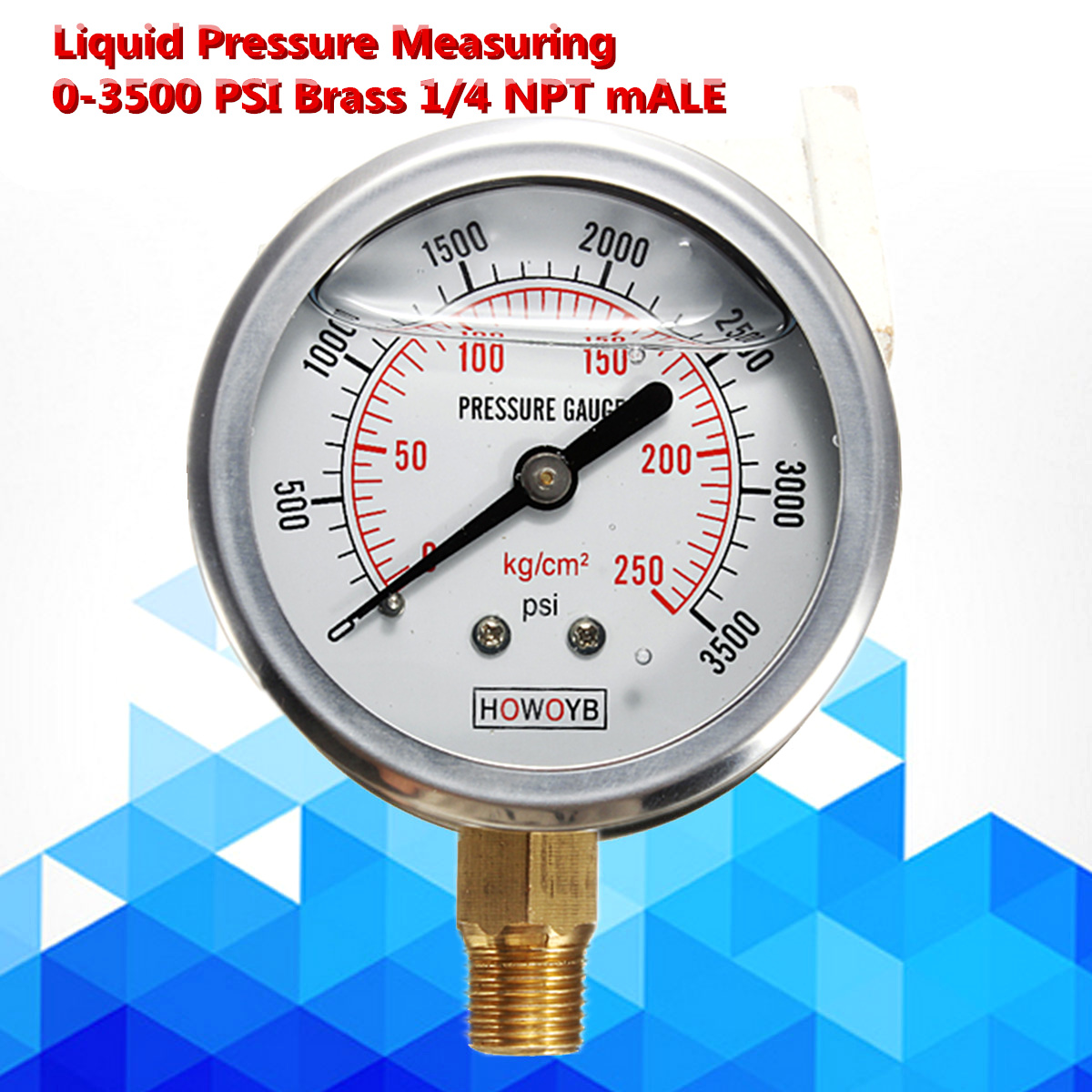 Mini jauge de basse pression pour lhuile dair de carburant ou de leau 50mm 0-15 PSI 0-1 Bar 1/4 pouce BSPT TS-50 double échelle Mesureur 