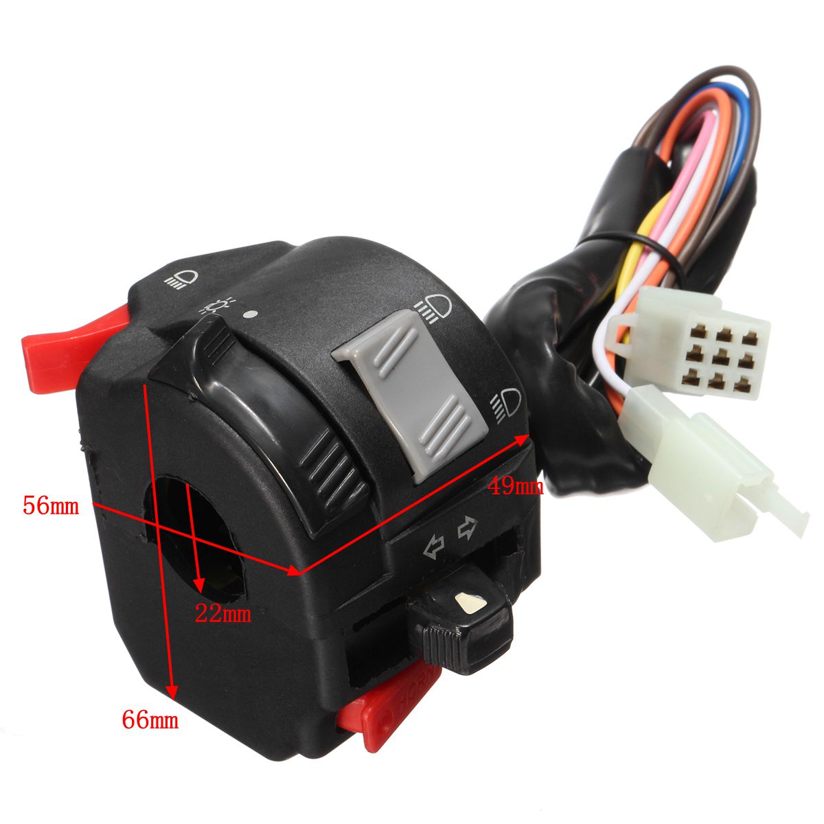 Interrupteur Guidon Moto Universel 7/8" (22mm) - Commande Phare, Clignotants, Klaxon, Pour Moto, Scooter, Quad