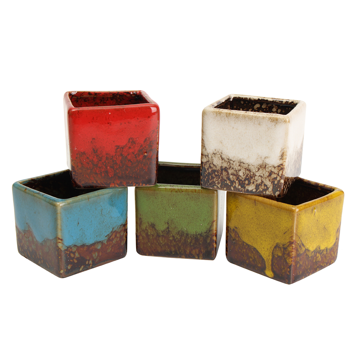 TEMPSA 5pcs Pot de fleur en céramique carré pr jardin bureau couleur aléatoire Cdiscount Jardin