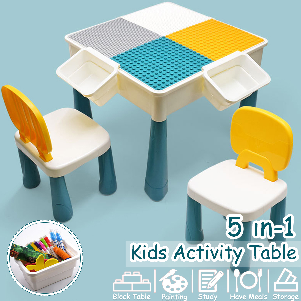 Lego eau bleu 5in1 Multifun Table et Chaise Ensemble Pour Enfants Activité Play