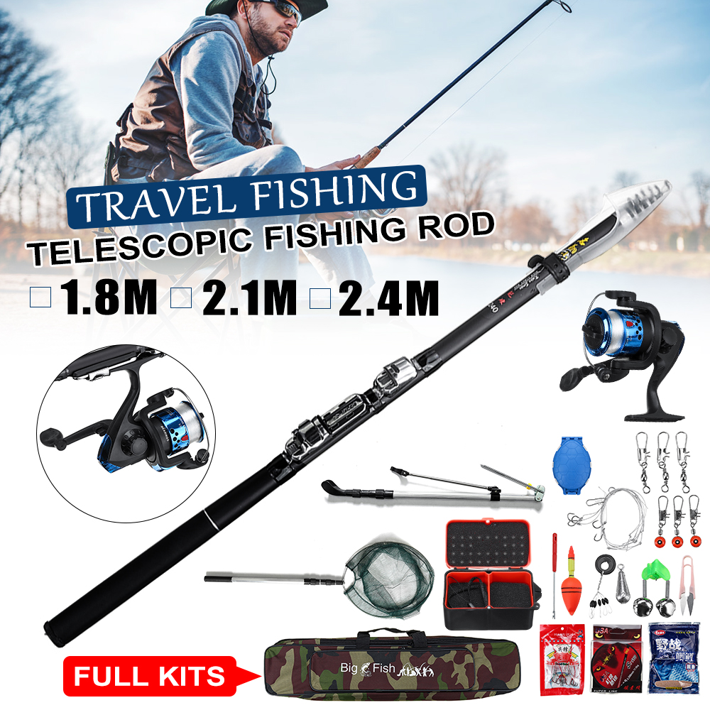 2.1 M Fibre de Carbone Télescopique Pêche Spinning Rod pôle poisson Rod 10x Poisson Leurre